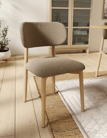 ALDO Hnedá Taupe (látka Monza 40) / lakovaný dubový rám – DREVENÁ BOUCLÉ STOLIČKA DO OBÝVAČKY, JEDÁLNE A KUCHYNE V RETRO ŠTÝLE