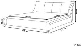 Biela kožená posteľ 180 x 200 cm NANTES Beliani