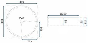 Rea Cristal, sklenené umývadlo na dosku 390x390x95 mm, dymové sklo-nikel brúsený, REA-U8880