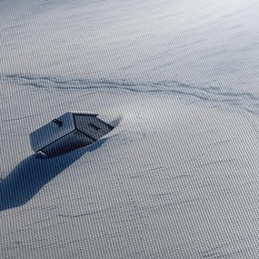 Obraz zasnežená krajina s chalúpkou