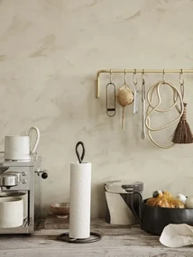 ferm LIVING Kovová tyč do kuchyne + 6 háčikov Brass