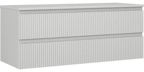 Mexen Rivel, kúpeľňová skrinka 120 cm s pracovnou doskou, 2 zásuvky, drážkovaná, matná sivá, 91A20-12047-2-BFFC62