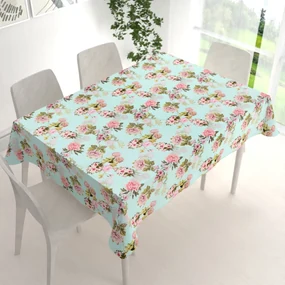 Biante Zamatový obdĺžnikový obrus Tamara TMR-038 Ružová záhrada na svetlo modrom 120x180 cm