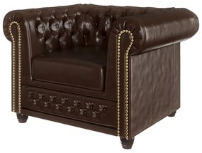 Tmavohnedé kreslo z imitácie kože York - Ropez