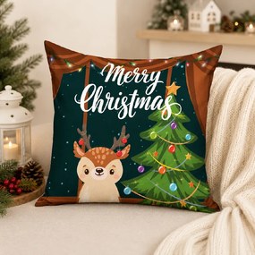 Vianočná obliečka na vankúš 40x40 cm Sobík Merry Christmas
