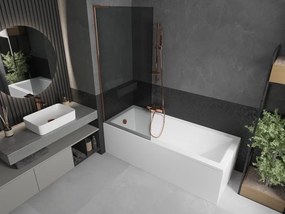 Mexen Next L, 1-krídlová vaňová zástena 80 x 150 cm, 6mm šedé sklo, ružové zlato profil, 895-080-000-03-40-60
