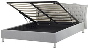Čalúnená posteľ s úložným priestorom 160x200cm sivá METZ Beliani