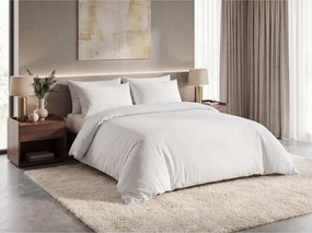 Súprava krepových obliečok DENYX BLEND svetlo krémové, hotelové vrecko + plachta Jersey 90 x 200 cm sivobéžové, jednolôžko
