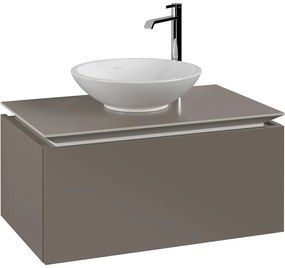 VILLEROY &amp; BOCH Legato závesná skrinka pod umývadlo na dosku (umývadlo v strede), 1 zásuvka, 800 x 500 x 380 mm, Truffle Grey, B60100VG