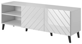 TV STOLÍK DIOS ŠEDÝ LESK NA NOŽIČKÁCH 150 cm