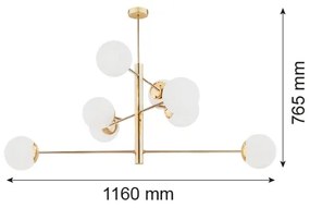 Argon 5043 - Luster na tyči CAMERON 8xE27/15W/230V mosadz