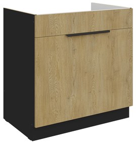 Dolná kuchynská skrinka pod drez Carminia 80 ZL 1S BB PREMIUM BOX (dub cremona + čierna). Akcia -21%. Vlastná spoľahlivá doprava až k Vám domov. 1127977