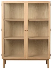 Vitrína z dubového dreva v prírodnej farbe 140x100 cm Elba – Unique Furniture