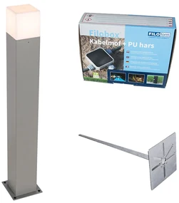 Vonkajšia lampa Denmark P70 sivá s hrotom do zeme a objímkou na kábel