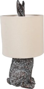 Šedá stolní lampa králík s béžovým stínidlem Rabbi - Ø 20*43 cm