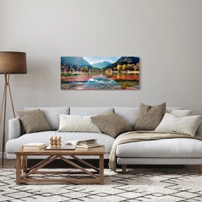 Obraz - Jazero Jasna, Gozd Martuljek, Julské Alpy, Slovinsko (120x50 cm)