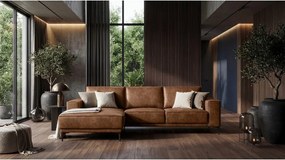 Koňakovohnedá rohová pohovka z imitácie kože (ľavý roh) Copenhagen – Scandic