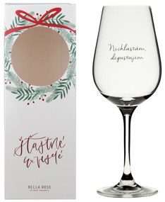 Bella Rose Pohár na víno Nechľastám, degustujem + vianočná krabička