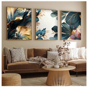 SADA 3x Obraz vo fotorámčeku 50x70 cm rastliny