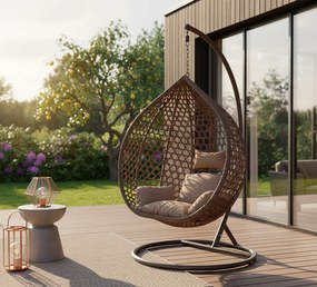 Závěsné houpací křeslo Houseland Imogen hnědé XL