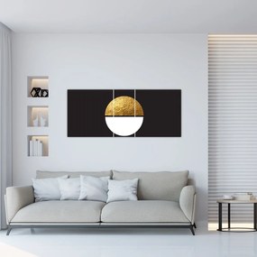 Obraz - Abstrakcia zlatá a čierna N⁰1 (120x50 cm)