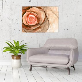 Sklenený obraz - Abstraktné ruže ružová s bielym pozadím (70x50 cm)