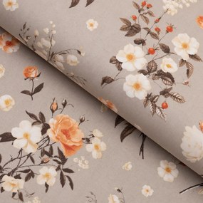 Biante Bavlnený behúň na stôl Sandra SA-739 Ruže a konvalinky na béžovosivom 45x120 cm