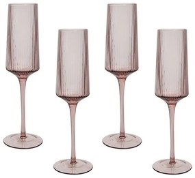 Sada 4 úzkych pohárov na šampanské 220 ml ružová AMETHYST Beliani