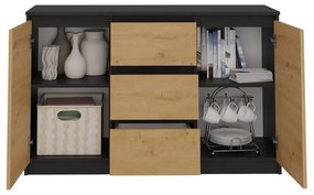 Komoda Musecalo 11 (antracit + dub artisan). Akcia -20%. Vlastná spoľahlivá doprava až k Vám domov. 1132860