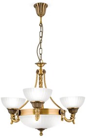 Orion LU 1689/3+3 - Luster na reťazi ROCCA 6xE27/60W/230V pr. 64 cm bronz/biela
