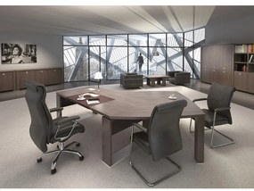 Stôl Verno+ S 200 x 220 cm s rokovacím prvkom, dub antracit / hnedá