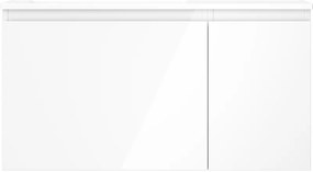 Mexen Orio, kúpeľňová skrinka 90 cm s umývadlom Otis ľavá, 1S, 1D, biela lesklá, 91A13-09047-3-BBFF00-W18L00