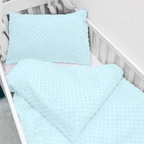 Biante Detské posteľné obliečky do postieľky Minky 3D bodky MKP-013 Ľadové modré Do postieľky 100x135 a 40x60 cm