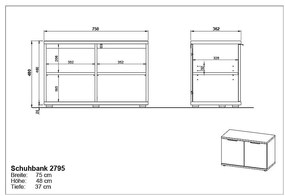 Skrinka na topánky v dekore duba s lavicou Fremont - Germania