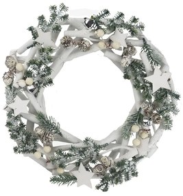 Dekoračný veniec vianočný, ø 30 cm, biely, zelený