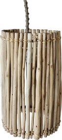 Prírodné antik závesné svetlo s ratanovým tienidlom Lamp rattan - Ø 50*54cm/ E27/ 40W