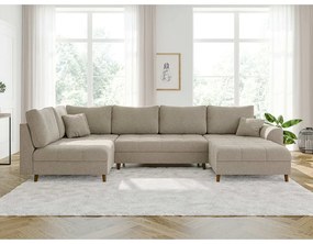 Béžová rohová pohovka z textílie bouclé (pravý roh/do "U") Ariella – Ropez