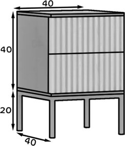 AKCIA Nočný stolík MEORATI 40x40cm, čierna/dub artisan II. akosť