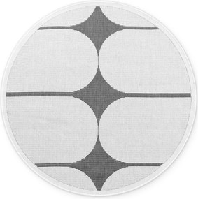 NORTHRUGS, Kusový koberec Duet Bowen 106244 Black/White kruh - na von aj na doma, 160x160 (priemer) kruh, čiernobiela, chodba / predsieň