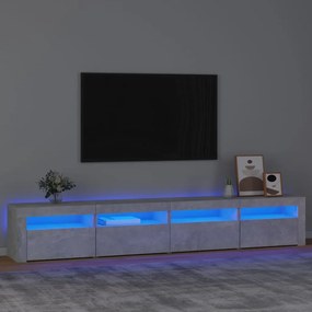TV skrinka s LED svetlami betónová sivá 240 x 35 x 40 cm