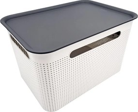 Rotho Úložný box s vekom a s držadlami BRISEN 16l, 36x26,2x21cm, biely