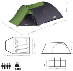 Turistický stan NILS Camp NC6012 Trekker - zelený