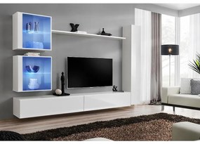 Obývacia stena Switch XVIII Sklo +LED Biely