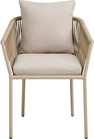 Béžová kovová/polstrovaná záhradná stolička Salerno – House Nordic