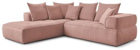 Ružová ženilková rohová pohovka (ľavý roh/do L) Whesley – Bobochic Paris