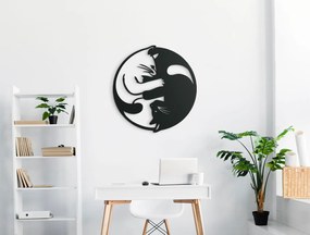 drevko Nálepka na stenu Jin a jang Rozmer obrazu: 34 x 32,5 cm, Farba dekorácie: Čierna