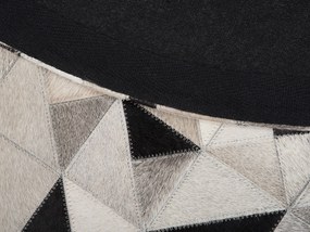 Okrúhly kožený koberec ⌀ 140 cm sivá/čierna KIRKLAR Beliani