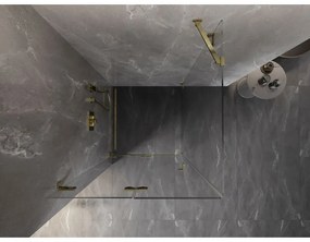 Mexen Lunar-F, skladací sprchový kút ľavý 80 x 80 cm, 8mm číre sklo, zlatý profil, 836-080-080-50-00-L