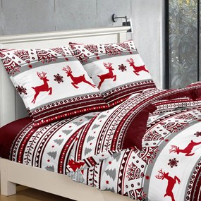 Obliečky z mikrovlákna JELEŇ A VLOČKA červené