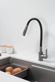 Gamma Flex 4000, stojanková drezová batéria s flexibilným ramenom, 2-funkčný výtok, čierna-grafitová, GMA-BFX-4000GM